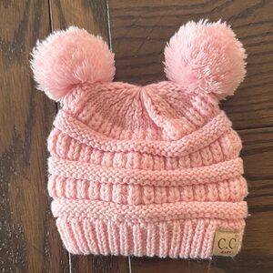 C.C Baby Pink Double Pom Knit Hat ❄️☃️❄️